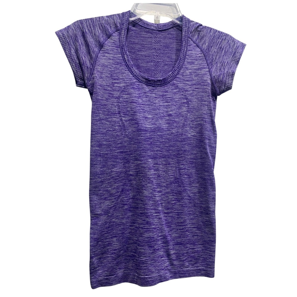 Lululemon Run Swiftly Tech Short Sleeve ScoopHeathered Bruised Berry sz 4